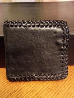 Handstitched Black Leather Bifold Wallet